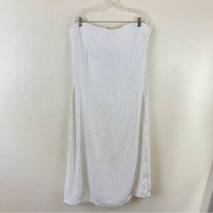 Anthropologie NWT Size XL White Glitter Sequin Strapless Full Maxi Dress